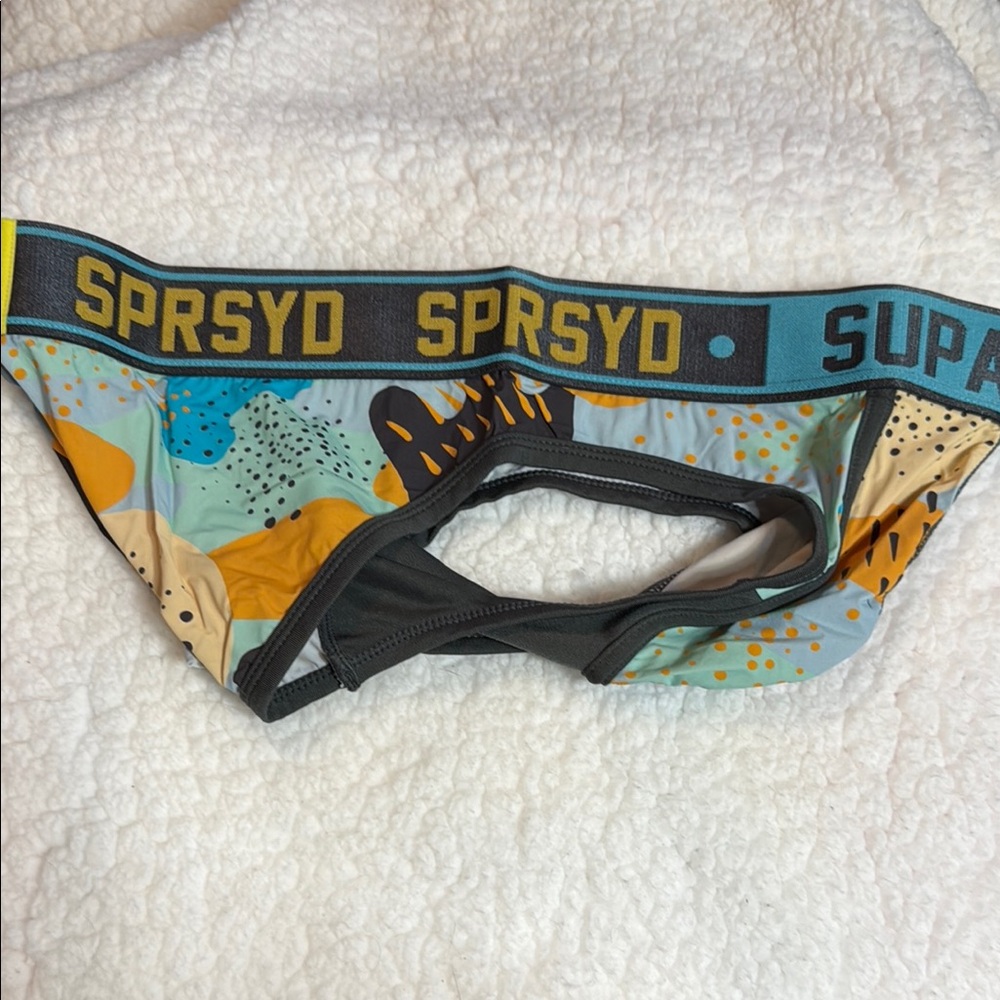 Supawear Blue and Orange Brief Underwear with Geometric Pattern XL - Picture 4 of 6